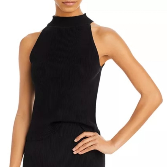 NWT Aqua Knit ribbed back mock neck top size large - Picture 1 of 16